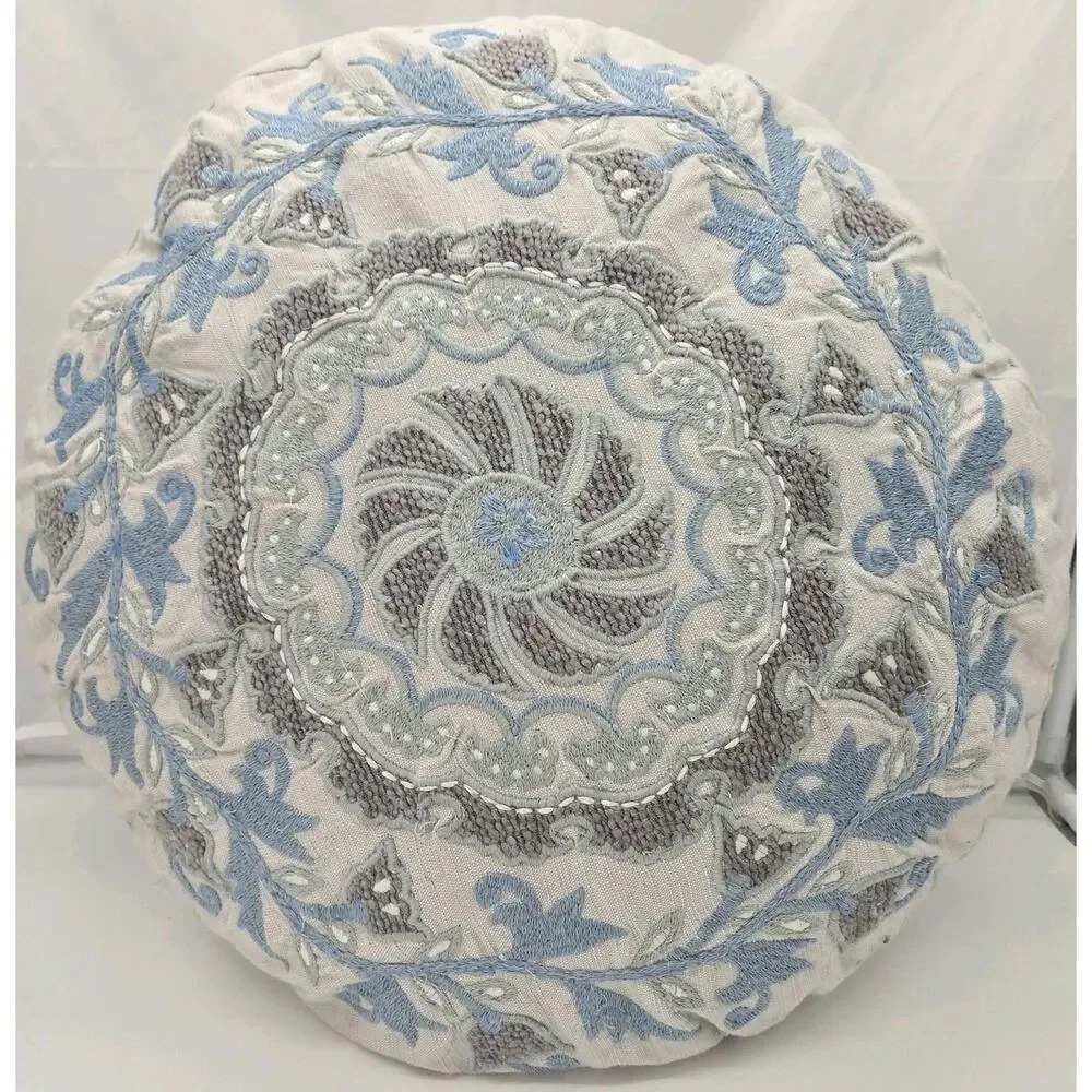 Shabby Chic Zafu Meditation Mandala Accent Pillow 17